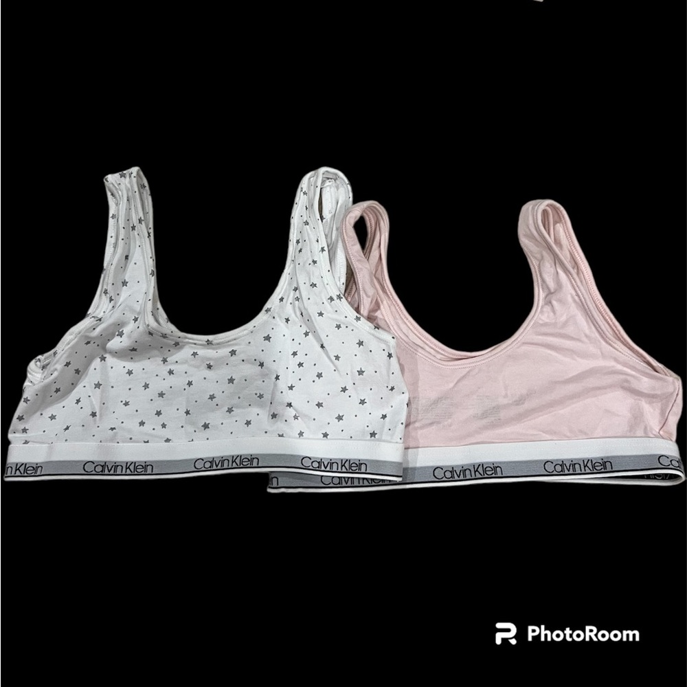 Calvin Klein Big Girls large 10/12 size Bralette Sports Bra Set Pack of 2 NEW